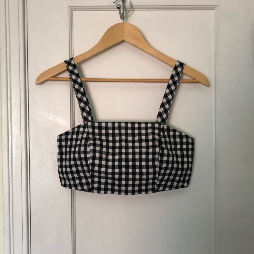 Olia black and white gingham crop top